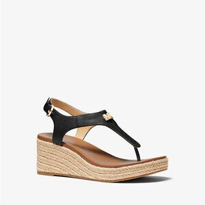 MK Laney Saffiano Leather Espadrille Wedge Sandal